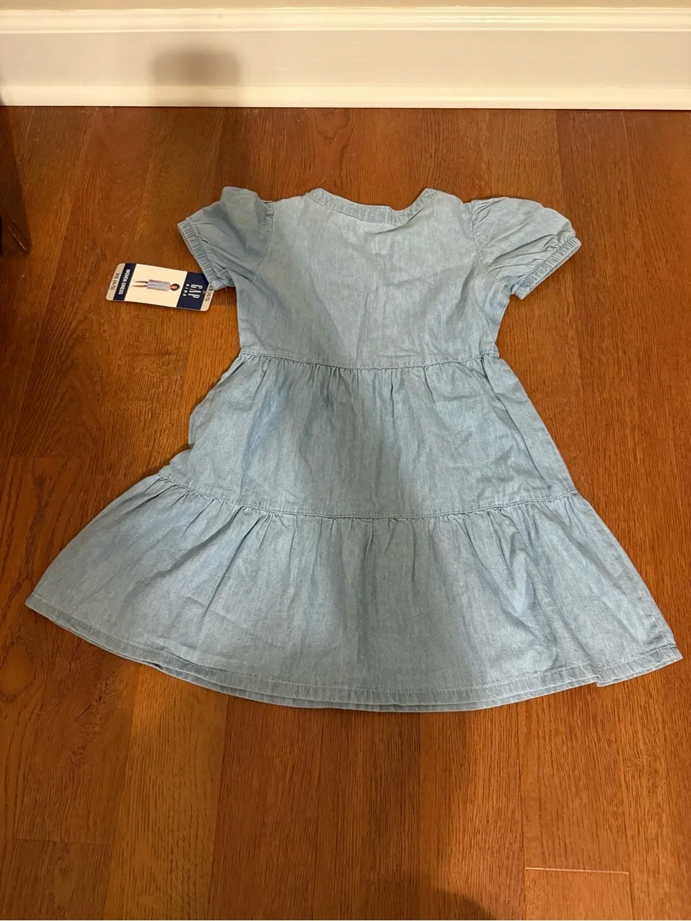 Gap Kids Girls NWT Chambray Tiered Woven Dress XS 4 5 Blue Cottagecore Easter⁠